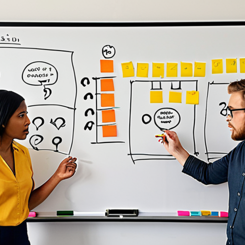 **
A diverse team brainstorming around a whiteboard covered in sticky notes. Some notes have question marks, others have sketched graphs and charts. The atmosphere is energetic and collaborative. Emphasize a modern office setting. "Team collaboration, brainstorming session, data-driven decision making, diverse perspectives, modern office, whiteboard with notes, probabilistic thinking concept"

**