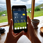 **

A person making weekend plans, looking at a weather app on their phone showing both sunny and stormy icons. They are also looking at a list of activities, some indoor (like going to a museum) and some outdoor (like hiking). The scene should feel realistic and relatable, possibly set in a modern Turkish home.

**